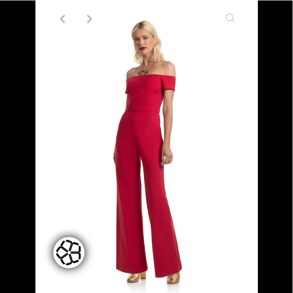 Trina Turk Red Off The Shoulder Jumpsuit (Size 10; NWT)